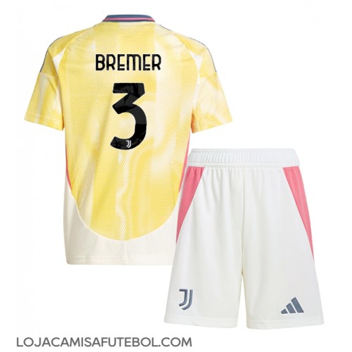 Camisa de Futebol Juventus Gleison Bremer #3 Equipamento Secundário Infantil 2024-25 Manga Curta (+ Calças curtas)